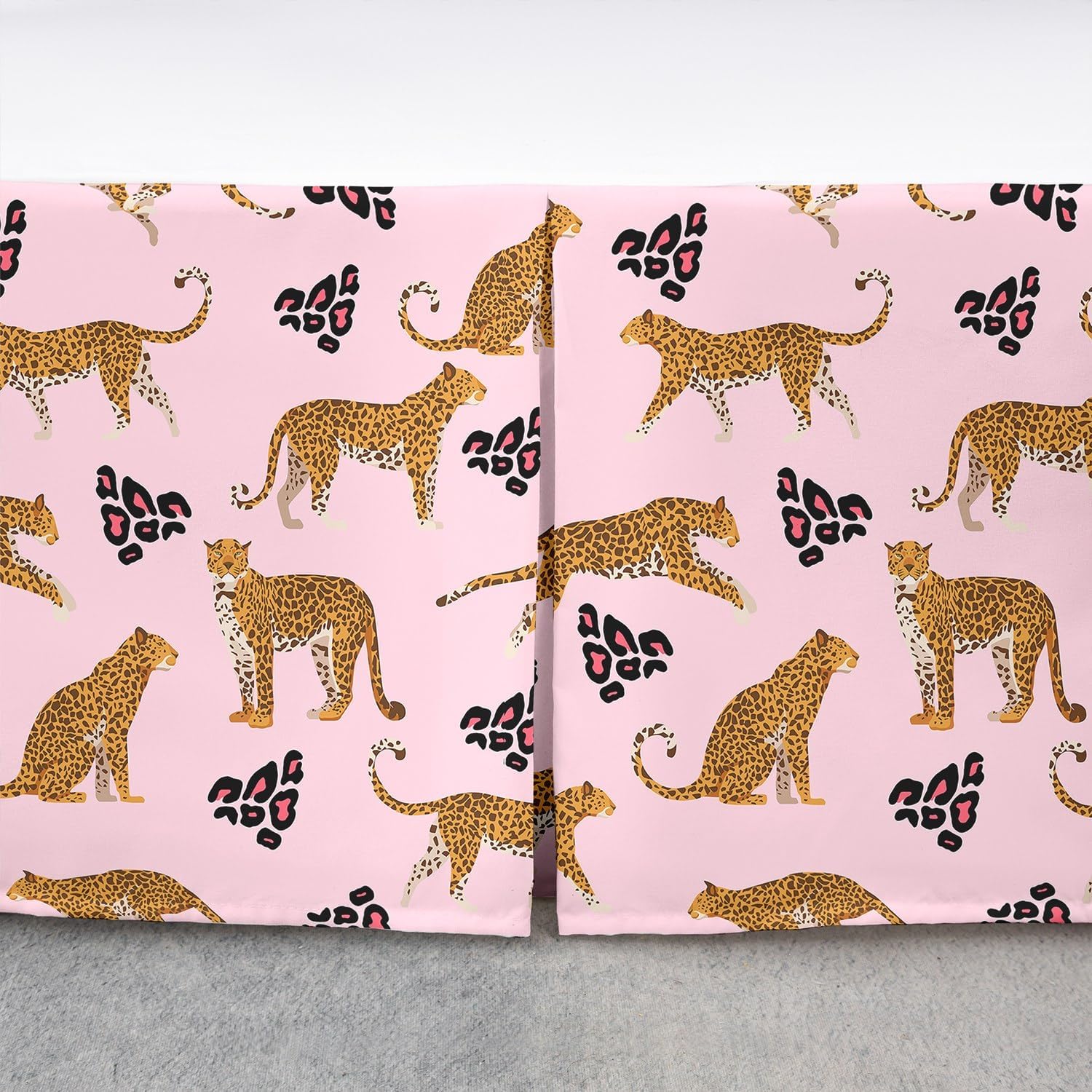 Leopard Print Bed Skirt Cheetah Print Bedskirt King Size for Kids Boys Girls Teens Room Decor Animal Pleated Bed Skirt Pink Howday Girls Dust Ruffle