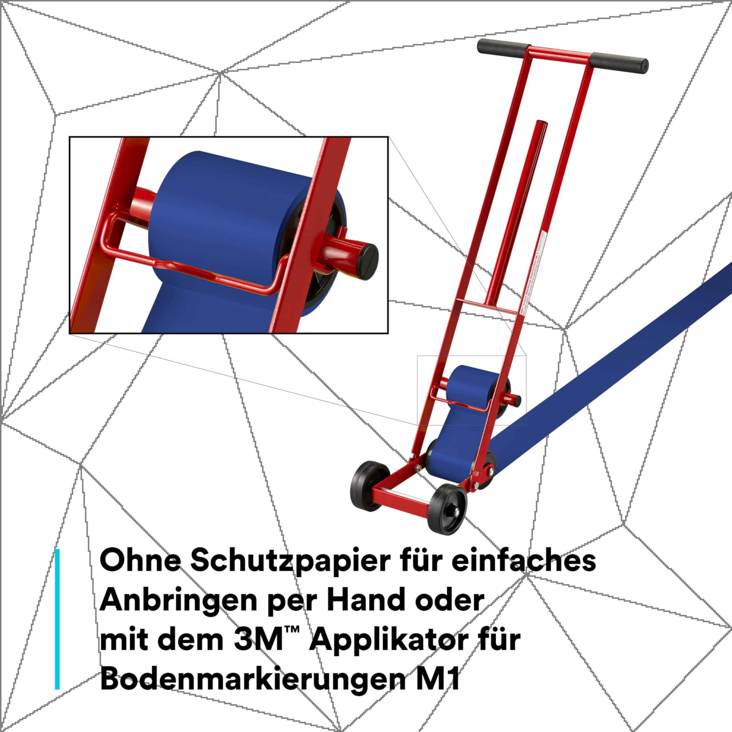 3M Langlebiges Bodenmarkierungsband 971, Blau, 50.8 mm x 32.9 m, 0.43 mm, Einzeln verpackt zur bequemen Entnahme