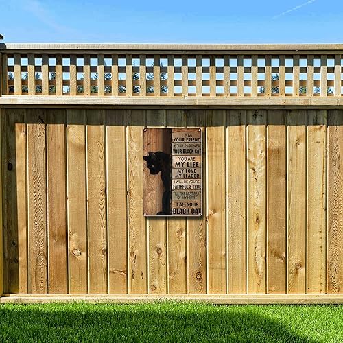 Miniatura 4 de Lygond Letrero de metal con texto en inglés "I Am Your Friend", regalo para amantes de los gatos negros, impresiones artísticas vintage para pared,