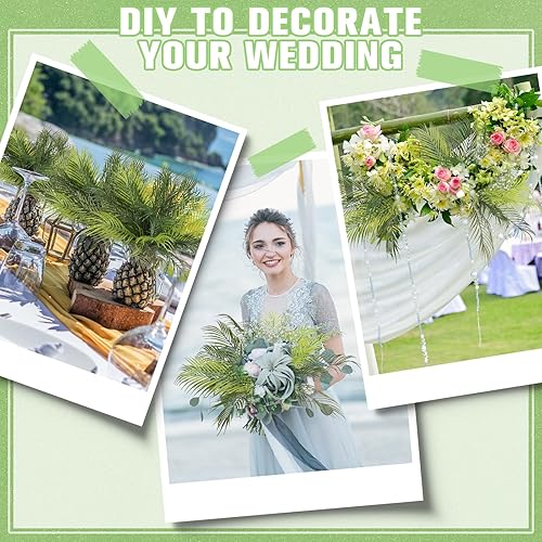 Miniatura 5 de Giegxin Plantas de palmera artificiales, hojas de imitación de palmera, decoración de hojas de palmera falsas, plantas artificiales tropicales para