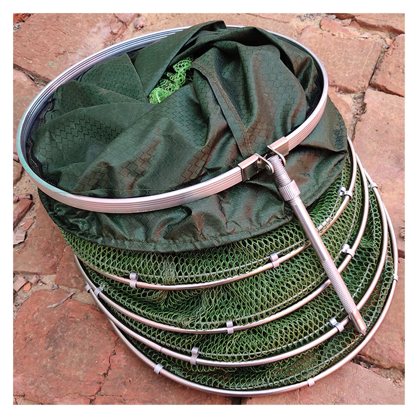 Épuisette De Pêche en Aluminium Véritable, Piège À Poissons, Cage De Pêche Vivante, Panier, Outil De Pêche Pliable, Petite Maille Fine pour La Capture d'oiseaux(Grand)