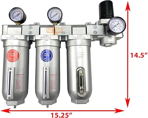 Miniatura 2 de Sistema regulador de secado desecante de grado industrial de 1.0 in NPT de 4 etapas para líneas de aire comprimido, cuencos de metal, ideal para
