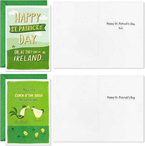 Miniatura 4 de Hallmark Divertido surtido de tarjetas del día de San Patricio (16 tarjetas con sobres) para amigos y familiares