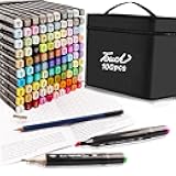 ELEAZAR 100 Color Alcohol Based Dual Tip Markers Set, Permanent Sketch Markers for Kids, Adults Coloring and Artist Illustration (102)