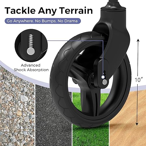 Miniatura 7 de Cochecito para 2 niños con toldo, cochecito plegable todo terreno con asa ajustable para empujarjalar, organizador para padres, arnés de 5 puntos,