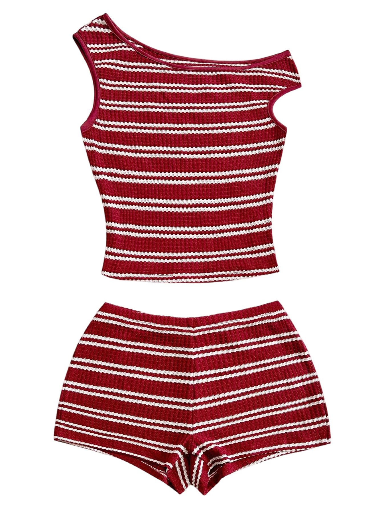 soly hux Women's 2 Piece Striped Off The Shoulder Crop Tops and Mini Shorts Set Summer Y2K Going Out Outfits-picture-36