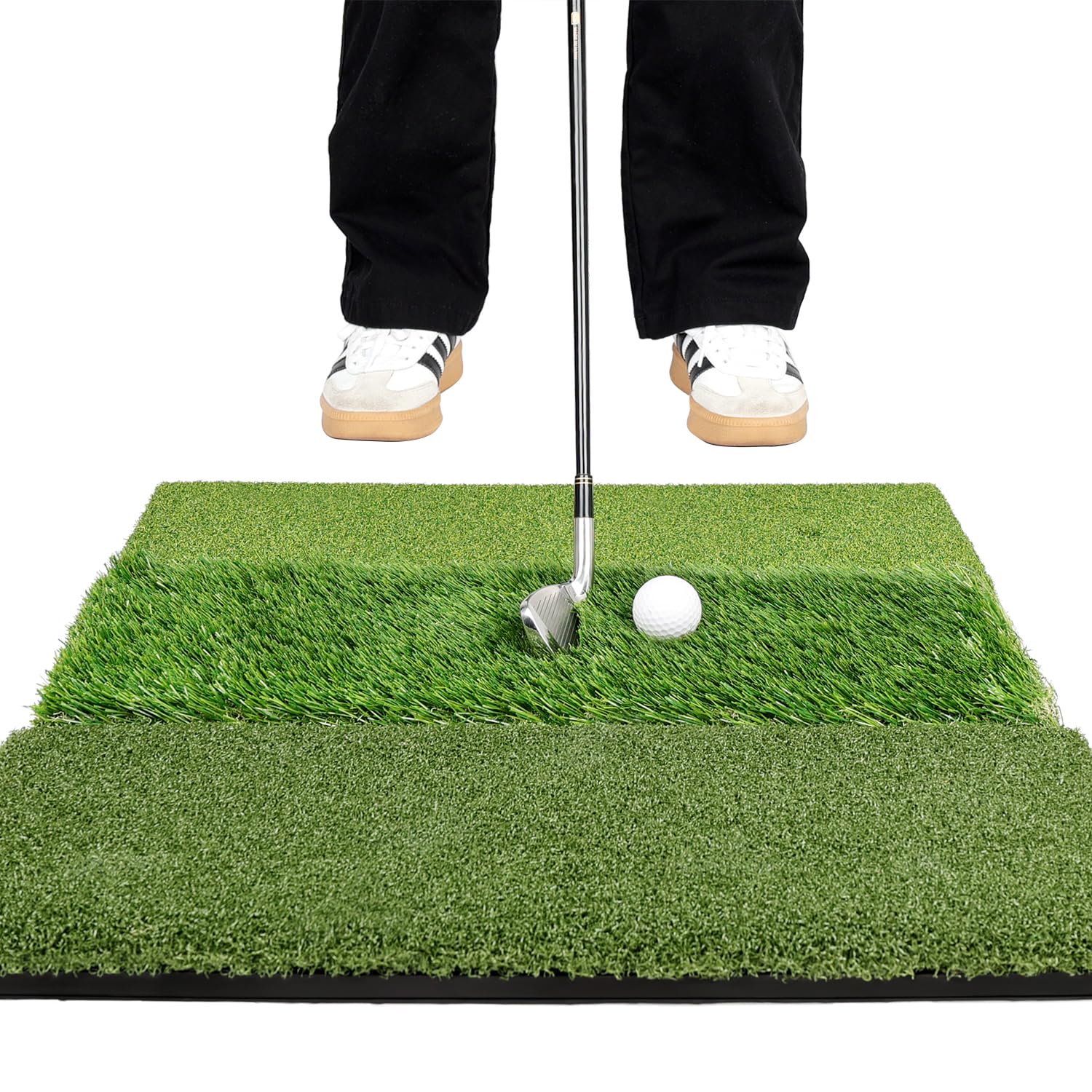 Premium Tri - Turf Golf Hitting Mat, Professional Golf Practice Mat for Indoor or Outdoor Trining
