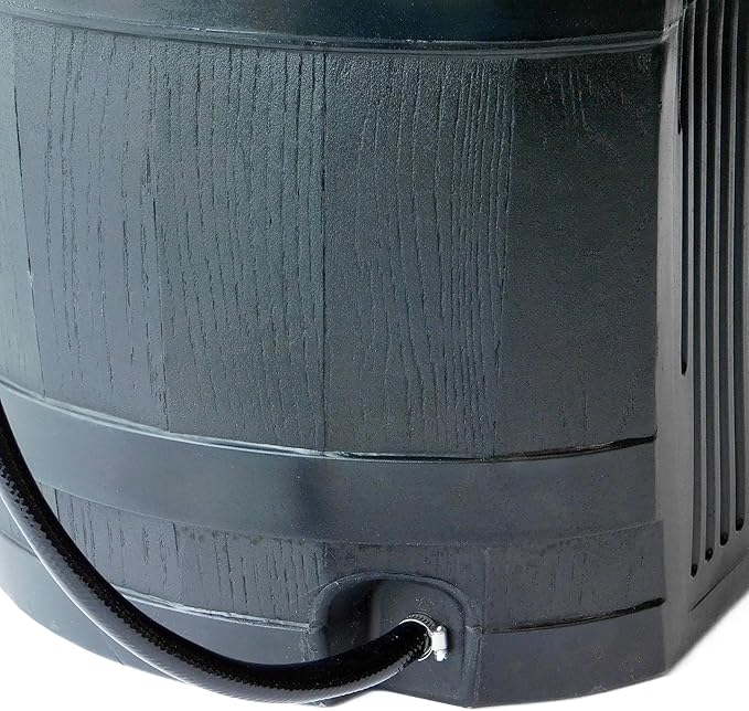 This rain barrel is made from durable, UV-resistant polyethylene material that is built to withstand the elements and provide long-lasting use. The black color of the barrel helps to absorb heat and prevent algae growth inside, keeping your collected water clean and pure for irrigation purposes.
