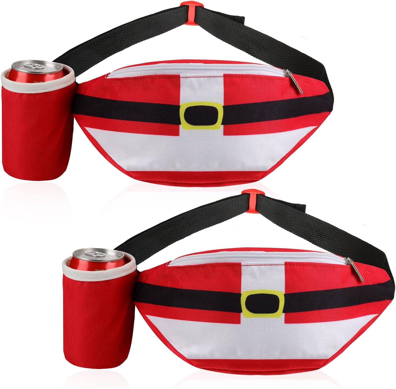 Abbylike 2 Pcs Christmas Fanny Pack Santa Claus Waist Pack in Drink Holder