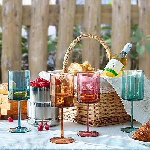 Miniatura 7 de Copas de vino de cristal acrílico de Tritan cuadrado irrompible, estilo europeo, juego de 4, vasos 100% estadounidenses, 18 onzas, aptos para