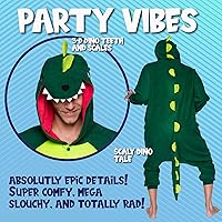 Vista 2 de Funziez! Mameluco de dinosaurio para adultos, disfraz de Halloween T-Rex, traje de cosplay de una pieza de dinosaurio de felpa para adultos, mujeres