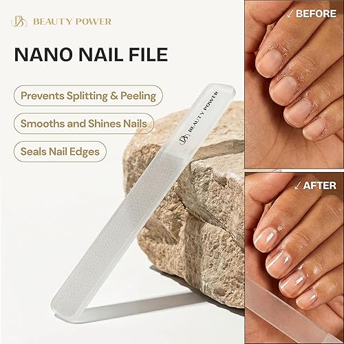 Miniatura 5 de Juego de manicura y pedicura de acero inoxidable 7 en 1, ultra afilado, cortaúñas inclinado, cortaúñas, pinza de cutícula, lima de uñas de vidrio,