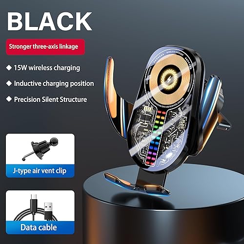Miniatura 12 de Soporte inalámbrico para teléfono de automóvil de 15 W, sujeción de detección automática de 3 ejes, rotación de 360, soporte de teléfono de carga