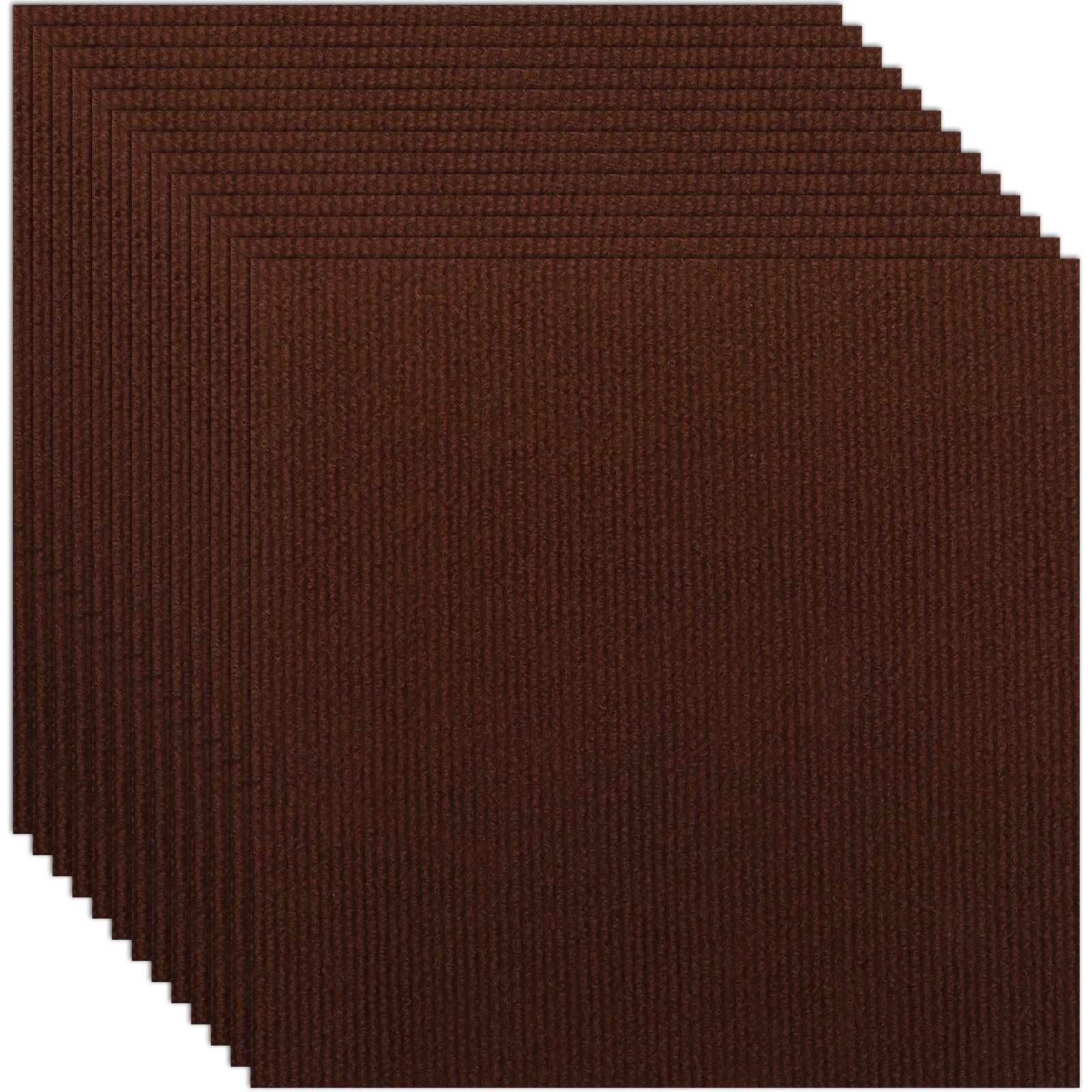 Selbstklebende Teppichfliesen, 30 Stück, Braun, 30 x 30 cm, rutschfest, strapazierfähig, quadratisch, leicht anzubringen und zu verlegen, ideal für Büro, Wohnzimmer und Schlafzimmer, zum Abdecken von