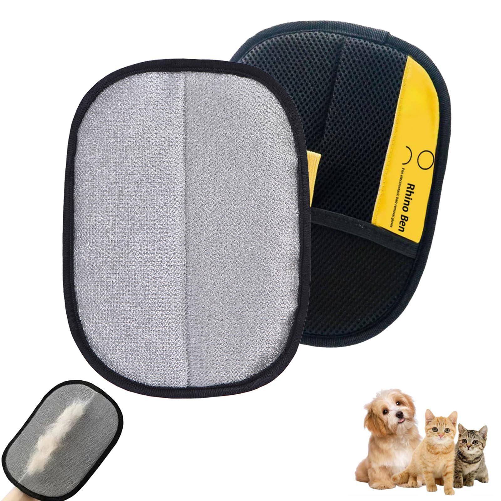 MiracDan Gants de Toilettage Double Face Antistatiques 2026, Gant Anti Poils Animaux Réutilisable Pour L'épilation des Poils de Chat Chien sur Canapé Tapis Siège Auto Lit, 1Pac - 2