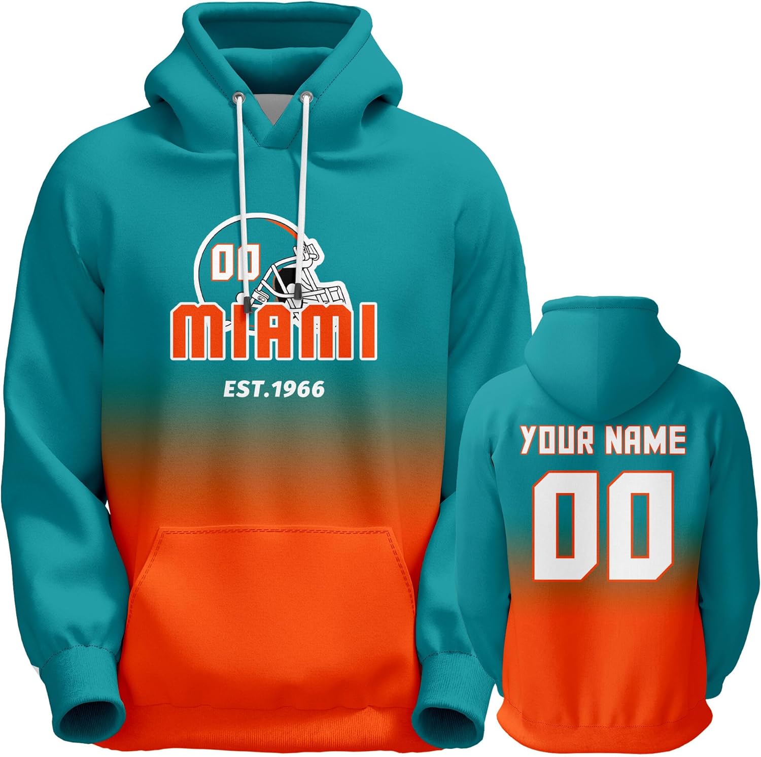 DDJAM Custom Men's Hoodie Football City Fans Gifts for Men Women Youth Pullover Hooded Sweatshirt Personalize Name & Number