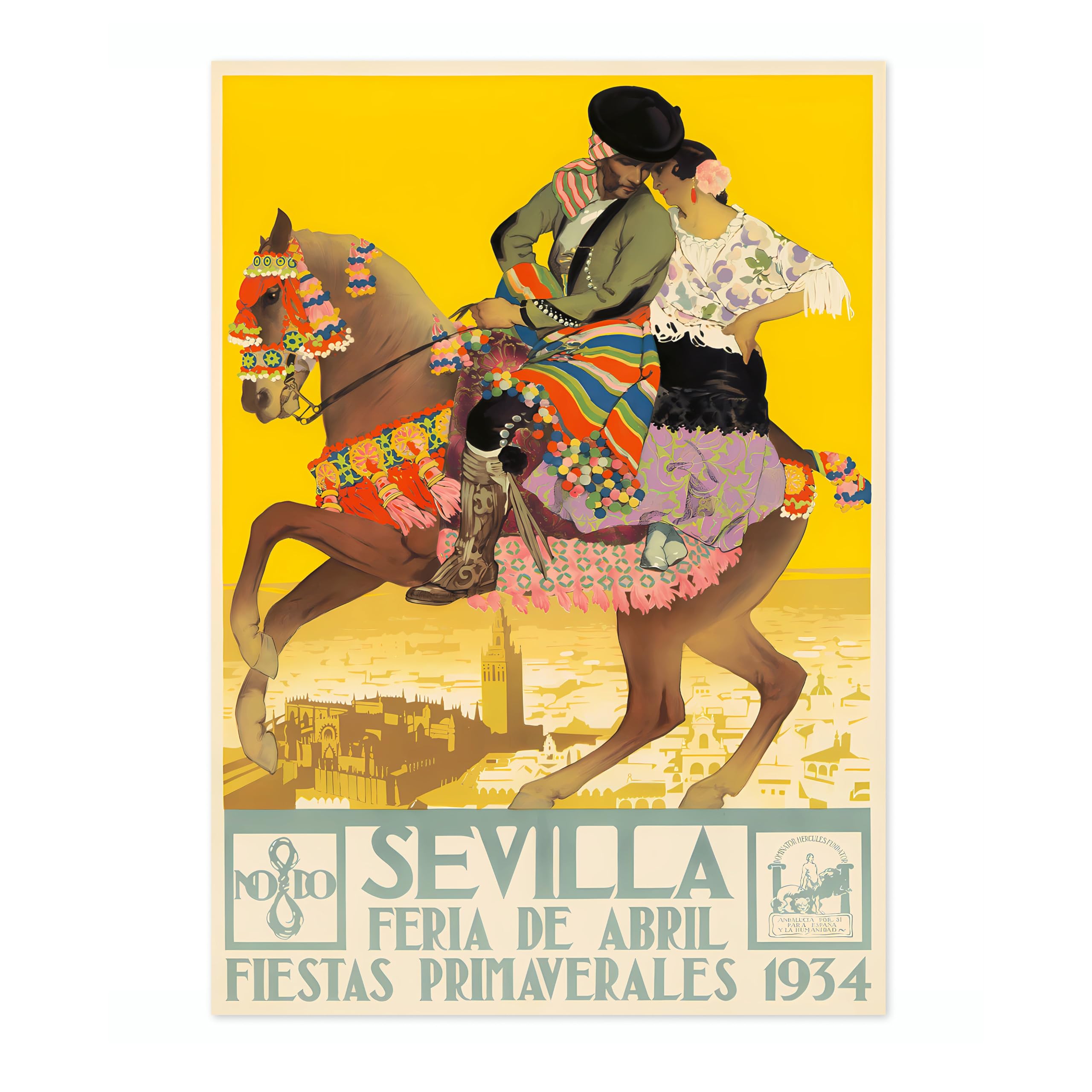 Sevilla, Spain Vintage Spanish Travel Poster, Retro Spain Tourism Print, Decoration Wall Art Seville Landmark Bedroom Decor, A1 (Print Only) - 84.1x59.4cm — image 1