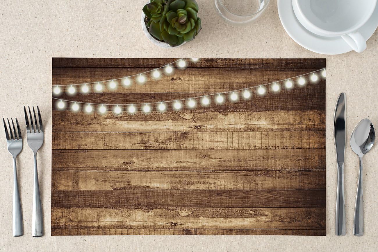 DB Party Studio Paper Table Placemats 25 Pack Rustic Country Barnwood Disposable Dining Place Mats Summer July 4th Barbeque BBQ Cookout Birthday Retirement Parties Tableware Supplies Decor 17" x 11"