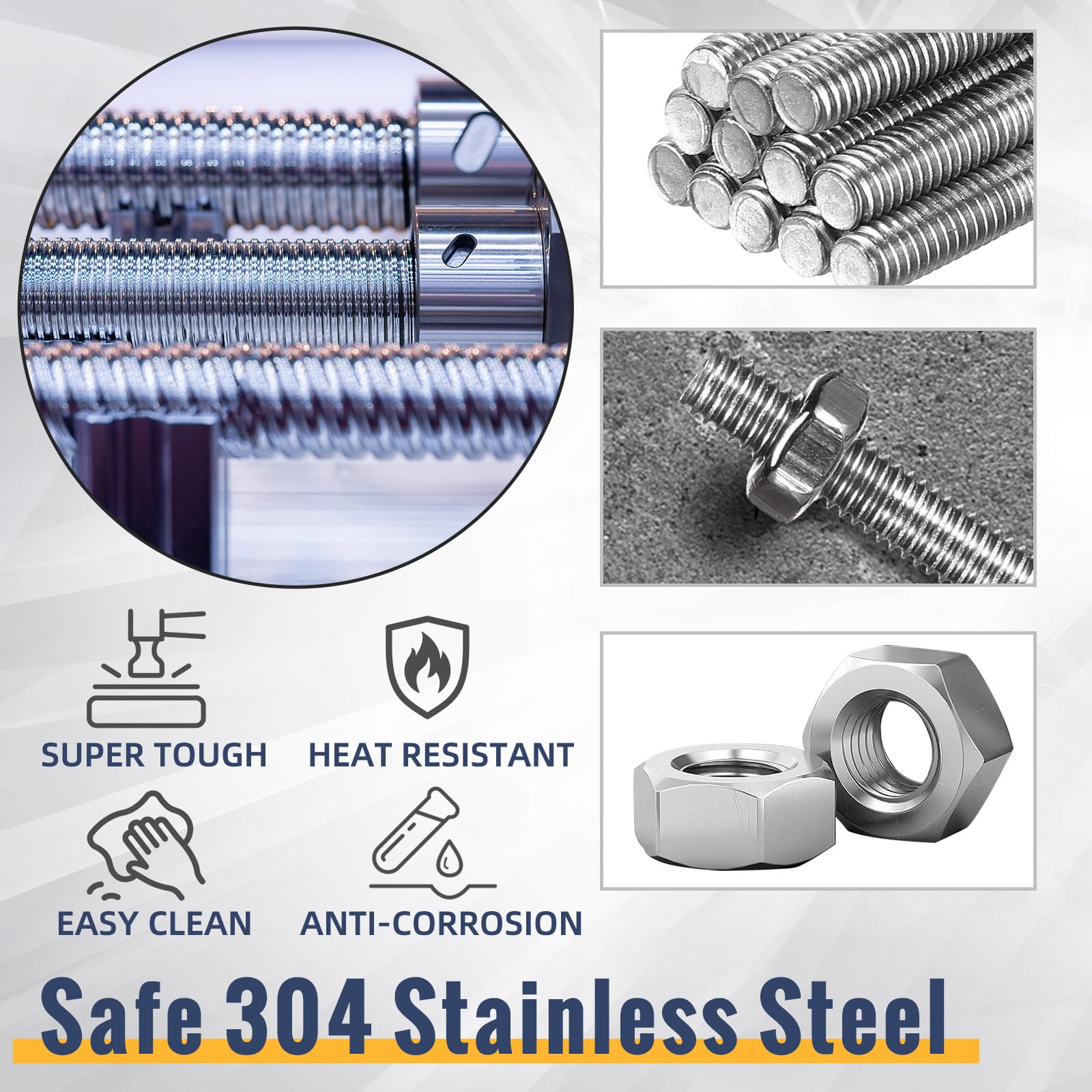 Stainless Steel Threaded Rods & Nuts - 24 Pack -7 Stainless Steel Threaded Rods & Nuts - 24 Pack -7