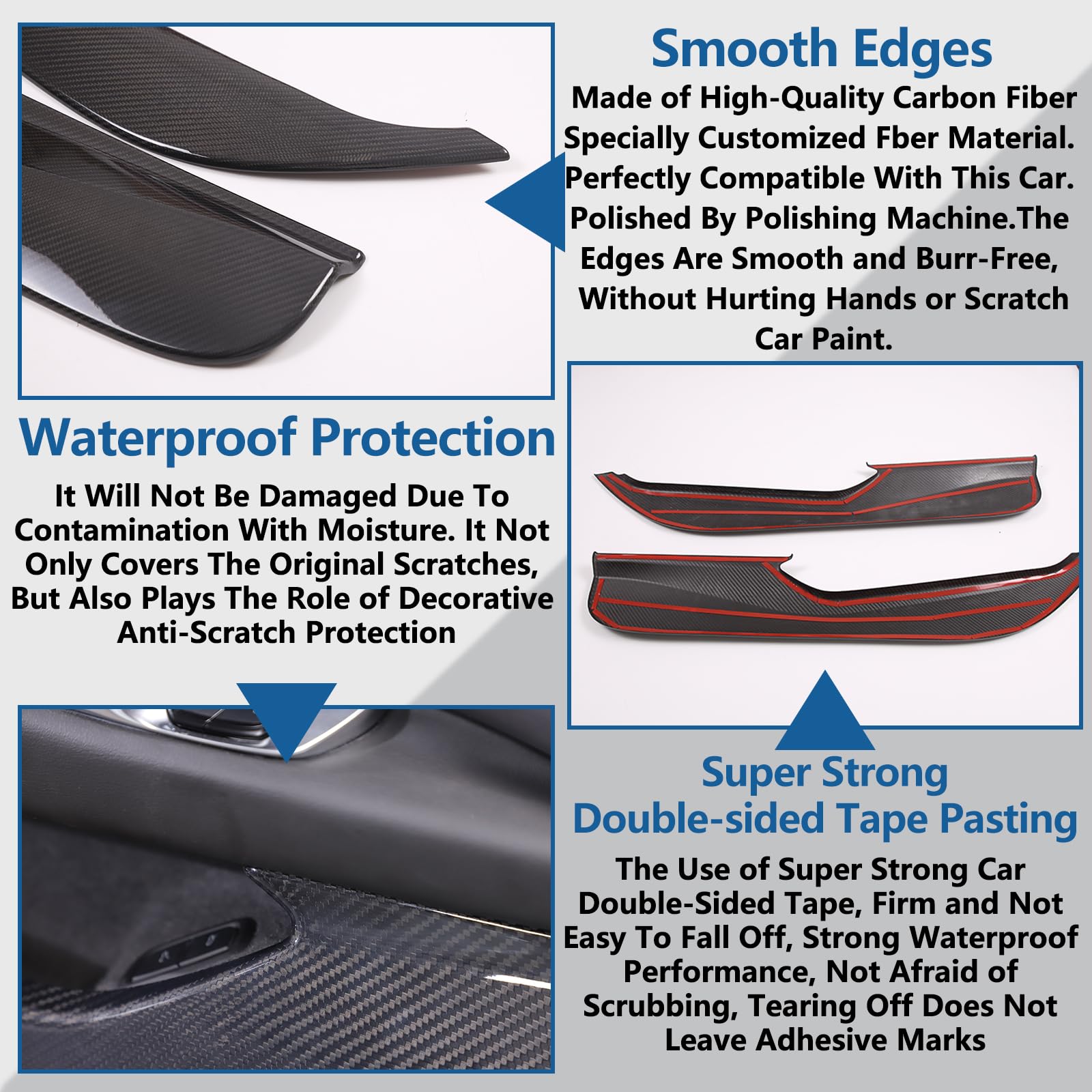 Car Door Anti Kick Cover Compatible with Chevrolet Corvette C8 2020-2024 Carbon Fiber Door Guard Side Edge Protector — view 3