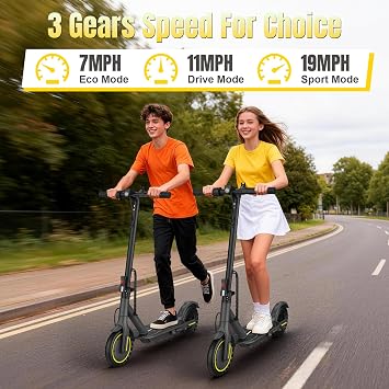 Electric Scooter for Kids Aged 6-10, 350W Motor, 19 Mph Speed & 15 Miles Range, 8.5 Solid Tires, Lightweight Foldable Scooter with Dual Braking System, Max Load 265LBS
