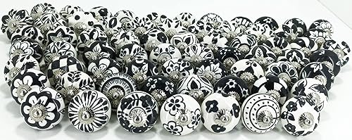 Miniatura 3 de Pomos de cerámica surtidos para gabinetes, tiradores vintage para puerta y cajón, herrajes cromados (juego de 20 pomos, morado)