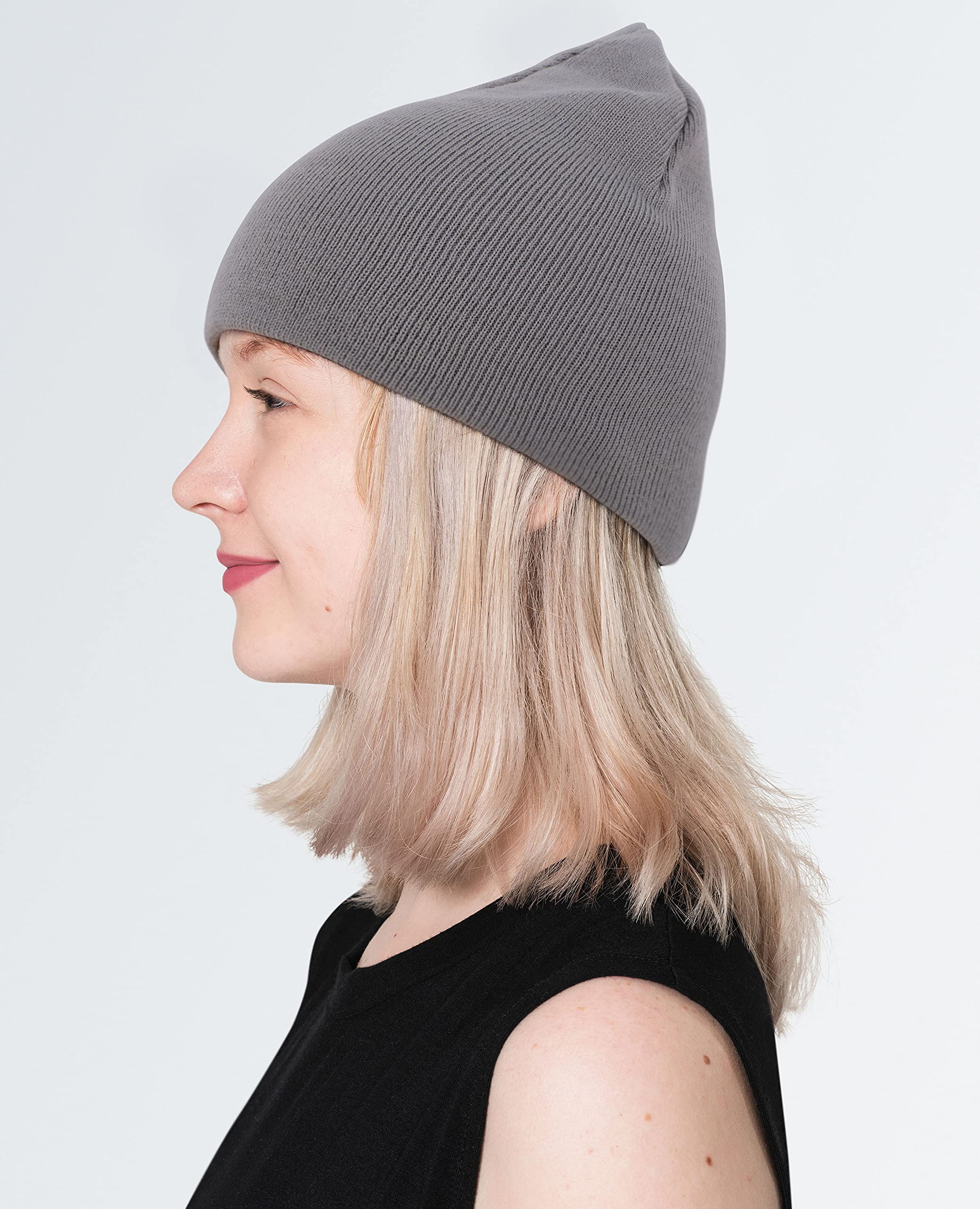 Simplicidad las mujeres/hombres Basic color sólido cálido Knit gorro de esquí y snowboard, hombre, gris