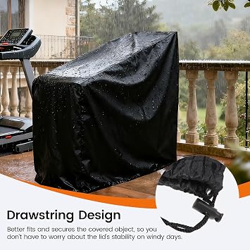 Exercise Bike Cover, Upright Indoor Cycling Protective Cover, Oxford Waterproof Fabric, Windproof, Dustproof, UV Resistant-for PelotonSchwinnNordicTrack,Ideal for Indoor and Outdoor Use (Black)
