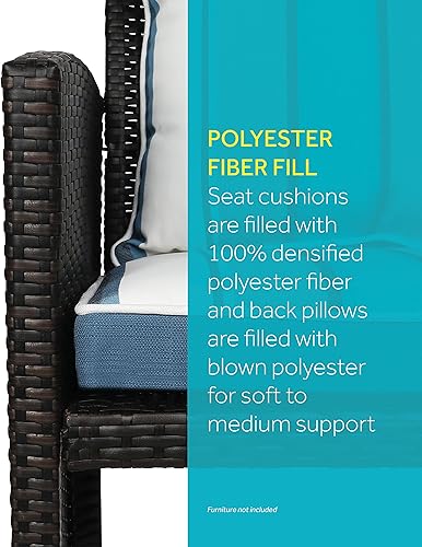 Miniatura 3 de Suntastic Sundeck Stripe - Juego de 4 cojines y almohadas de comedor para exteriores e interiores, para muebles de patio, azul capitán