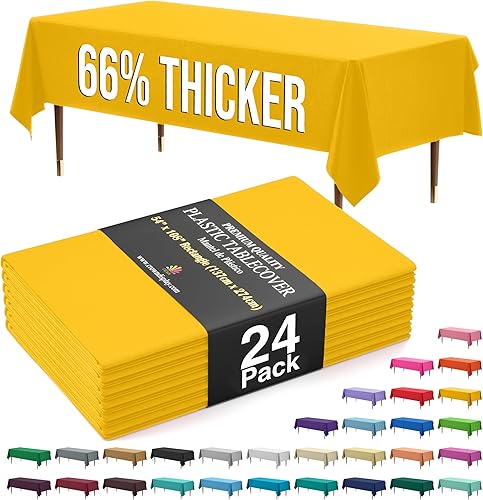 Miniatura 89 de Party Solids Mantel rectangular de plástico de alta calidad, 66% más grueso, 0.5 mil, paquete de 12 manteles color azul claro de 54 x 108 pulgadas,