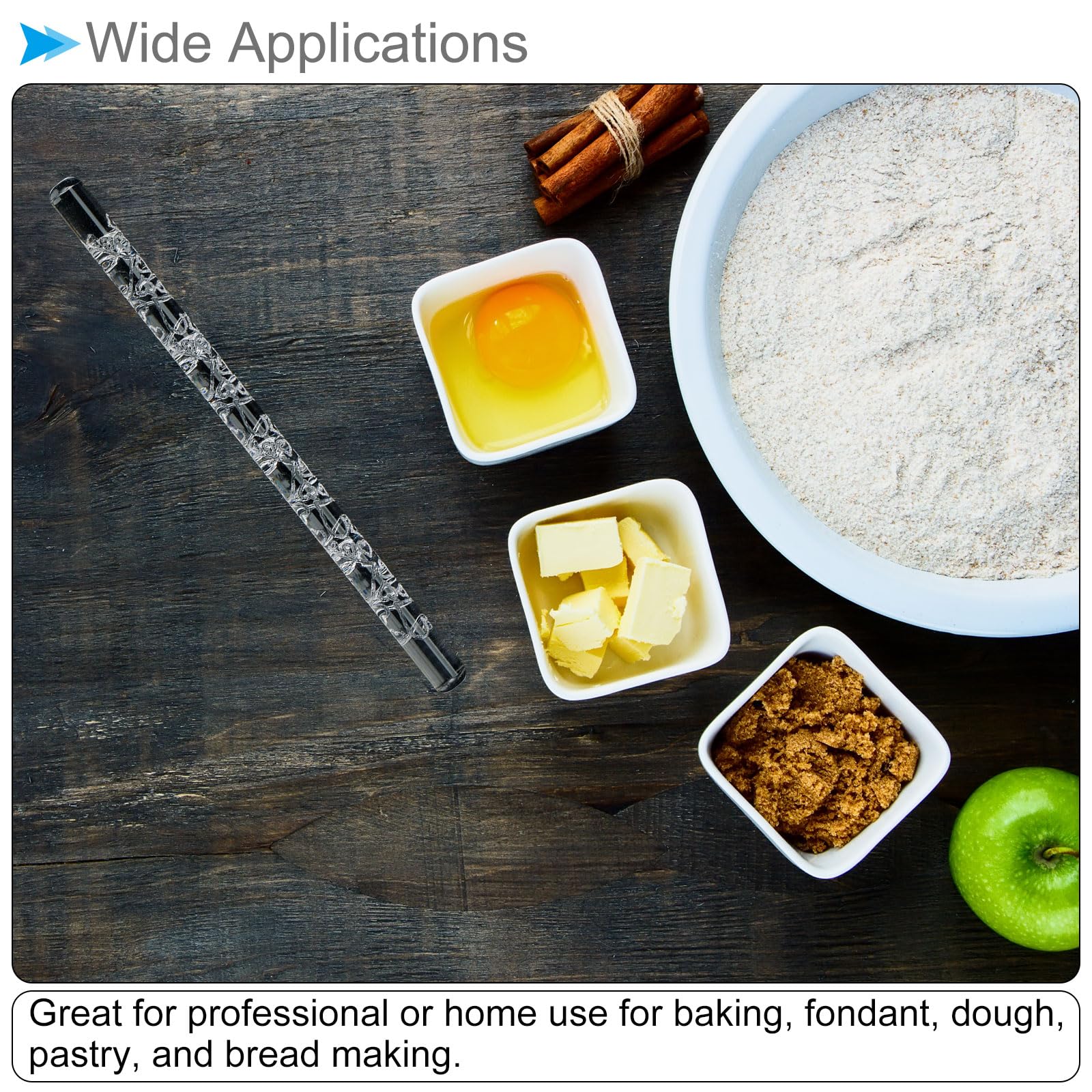 CoCud Acrylic Rolling Pin, 6.3" Length, Acrylic Heart Pattern Non-Stick Surface Textured Baking Roller - Image 3