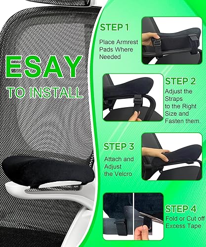 Miniatura 5 de Almohadillas ergonómicas para reposabrazos de silla de oficina, cojín de espuma viscoelástica, adecuadas para sillas de juegos, sillas de ruedas y