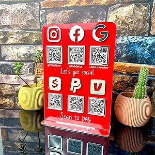 Custom Multi Social Media Sign QR Code Signs Personalized Business Scan to Pay Plaque Payment Sign Instagram Zelle Venmo Cashapp Logo Signs for Beauty Salon Nail Shop Store Decor