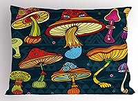 Vista 53 de Lunarable Funda de almohada de dibujos animados, corona blanca sobre fondo rosa, tiara gráfica de dibujos animados, estampado de letras de palabras