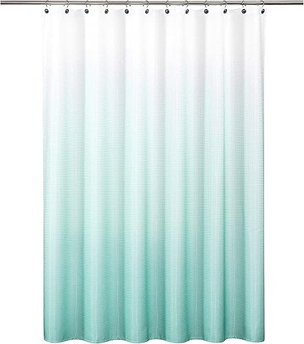 Miniatura 6 de Central Park Cortina de ducha con tejido de gofre, color blanco aguamarina, resistente al agua, con estampado degradado, para baño, spa, hotel,