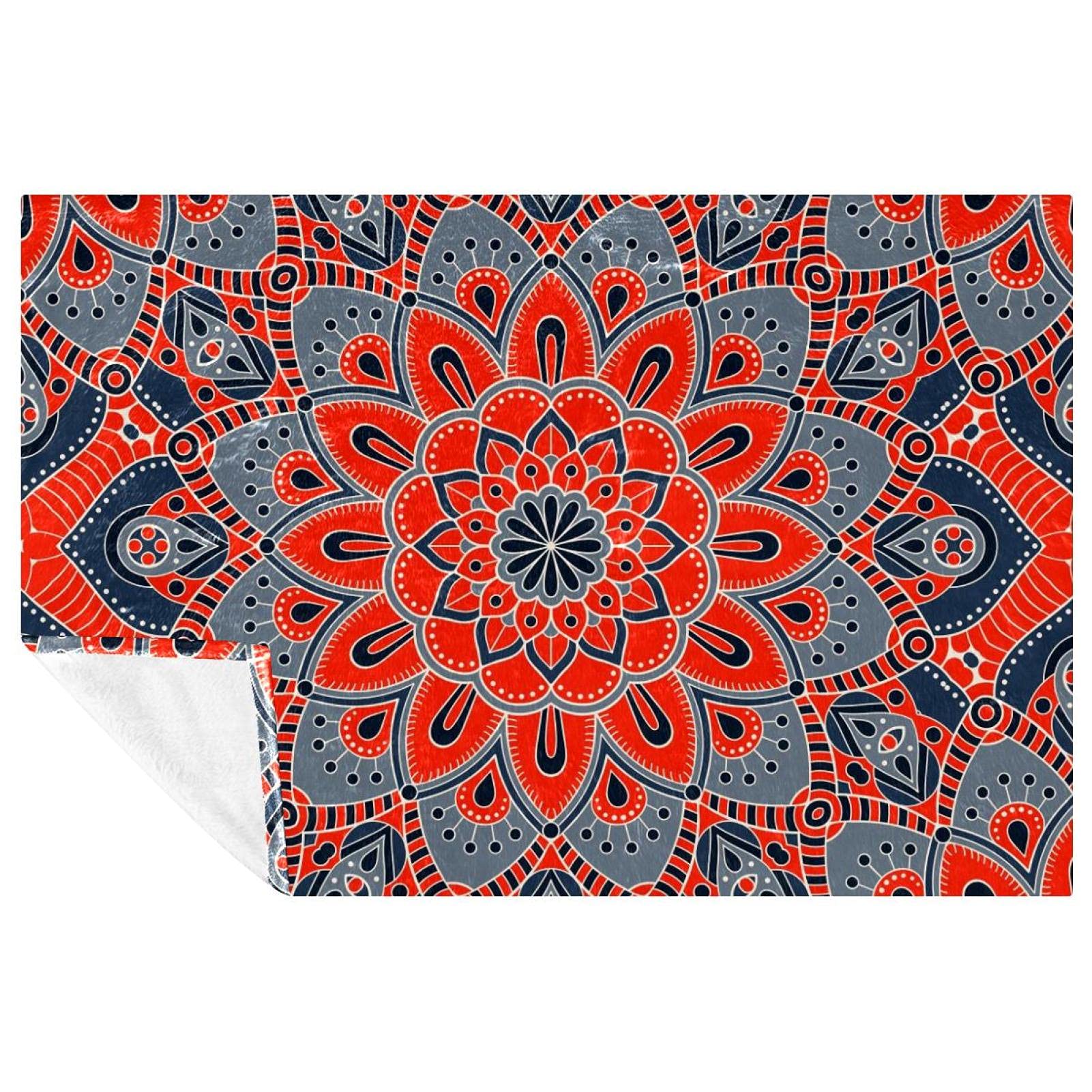 Couverture douce contre le froid pour lit et canapé, motif mandala rose
