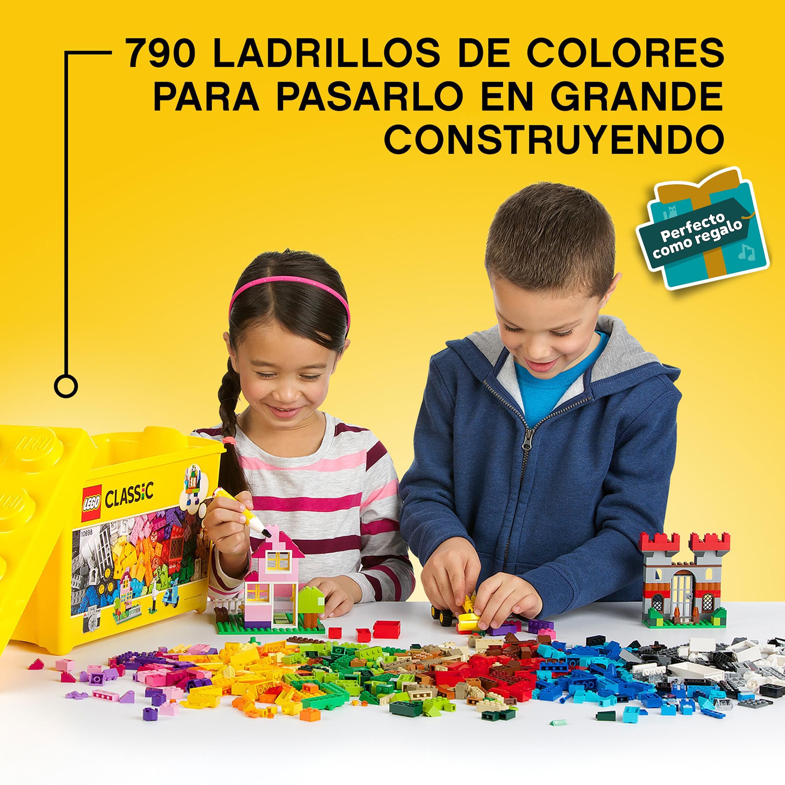 LEGO Classic Caja de Ladrillos Creativos Grande, Juguetes para Niños y Niñas de 4 Años o Más, 2 Bases Verdes, Animales, Casas y Coches de Juguete, Juego de Construcción 10698