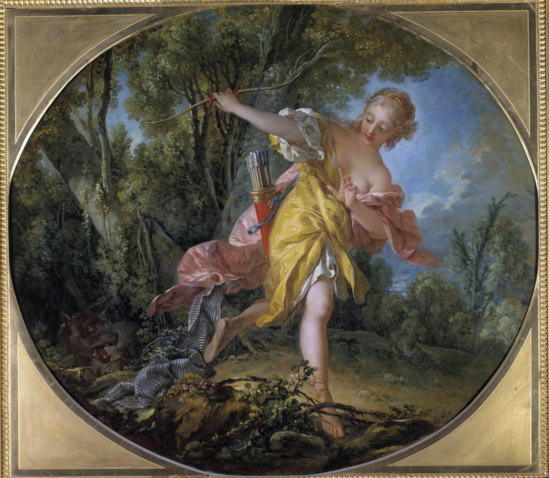 POSTERIIk Famous Modern Artwork Art Mural Sylvie fleeing the she hunted by François Boucher Oil Paintings Pictures for Home Decor 60x90cm