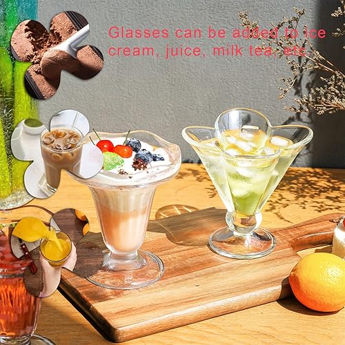 Miniatura 4 de kanpura Juego de 2 cuencos de helado Art Deco de 5 onzas, fondo más grueso, apto para congelador, apto para lavavajillas, elegante diseño de