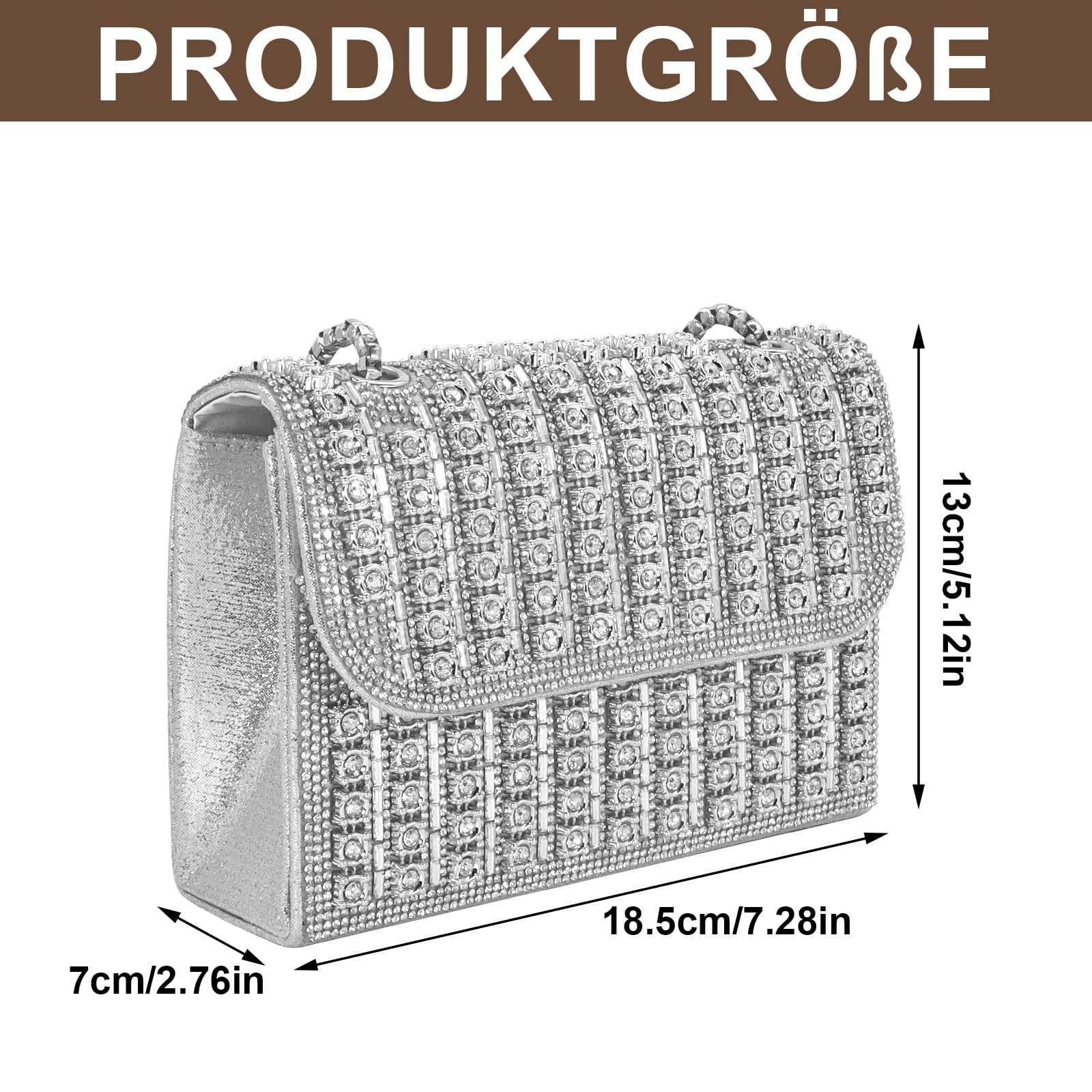 Gold Rhinestone Golden Damen-Clutch-Geldbörse mit Strasssteinen, Silber Abendtasche für Damen für Cocktail, Abschlussball, Hochzeit, Party