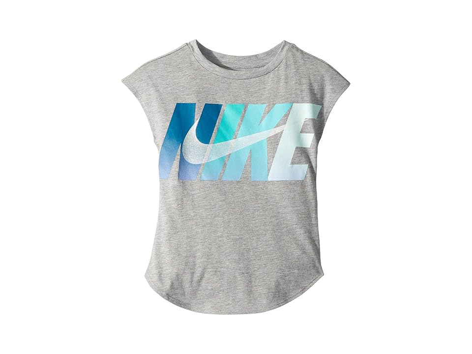 

Nike Kids Block Chest Print Tee (Little Kids) (Dark Grey Heather) Girl's T Shirt