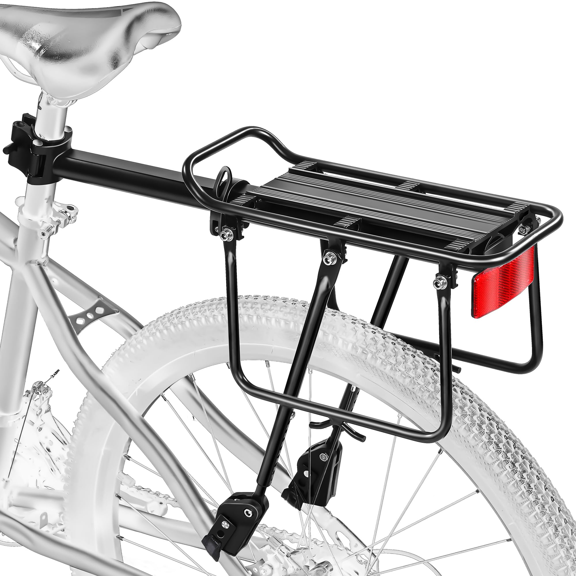 Portapacchi Posteriore per Bici, Portapacchi per Bici da Carico, Morbida Imbottitura Sospesa, Grandi Paratie di Protezione e Riflettenti, Regolabile, Universale, Adatto per Telai da 24" a 29