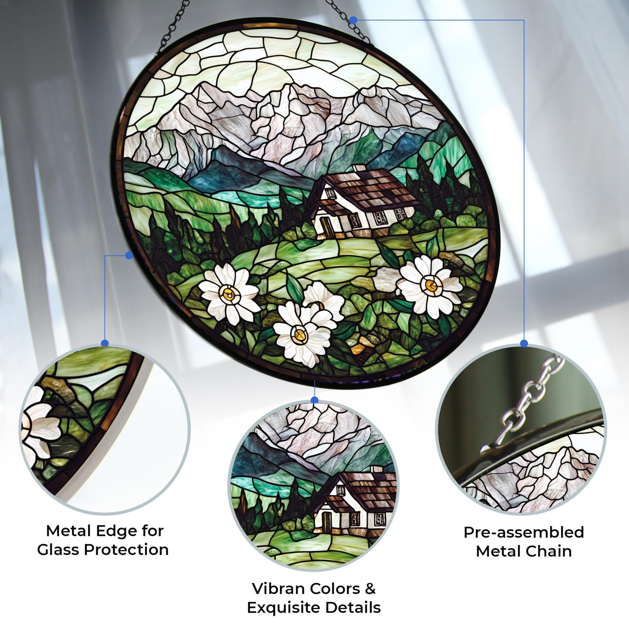 365CUSGIFTS Personalized Austrian Stained Glass Window Hanging Sun Catcher Halloween Haning Ornament Decoration Christmas Birthday Gifts for Lover and Friends