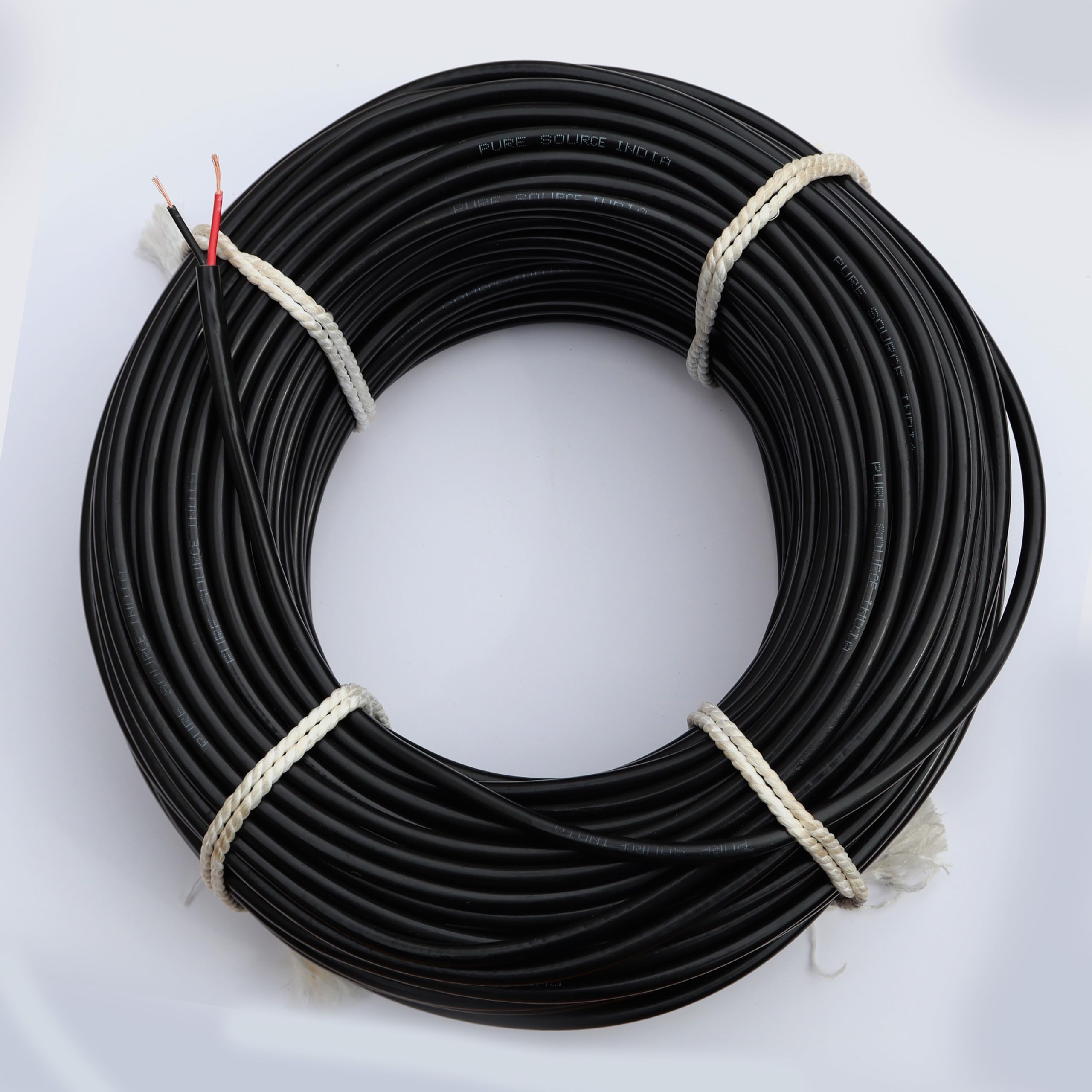 Pure Source India Flexible 0.50mm x 2 Core Round Copper Wire, Load Capacity- 2 Ampere / 450 Watt (Black) (5 MTR)-image-27