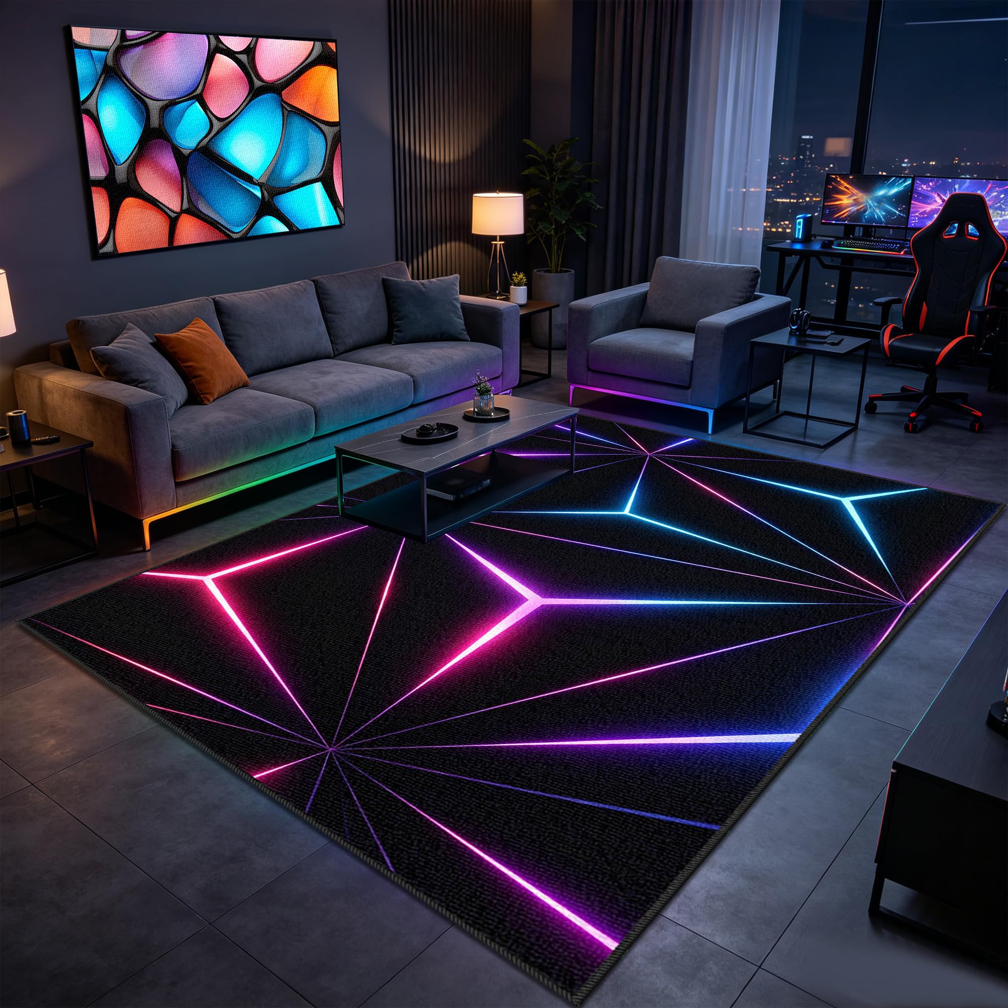 Tapis salon lavable grand tapis de chambre adulte doux et décoratif 200x290