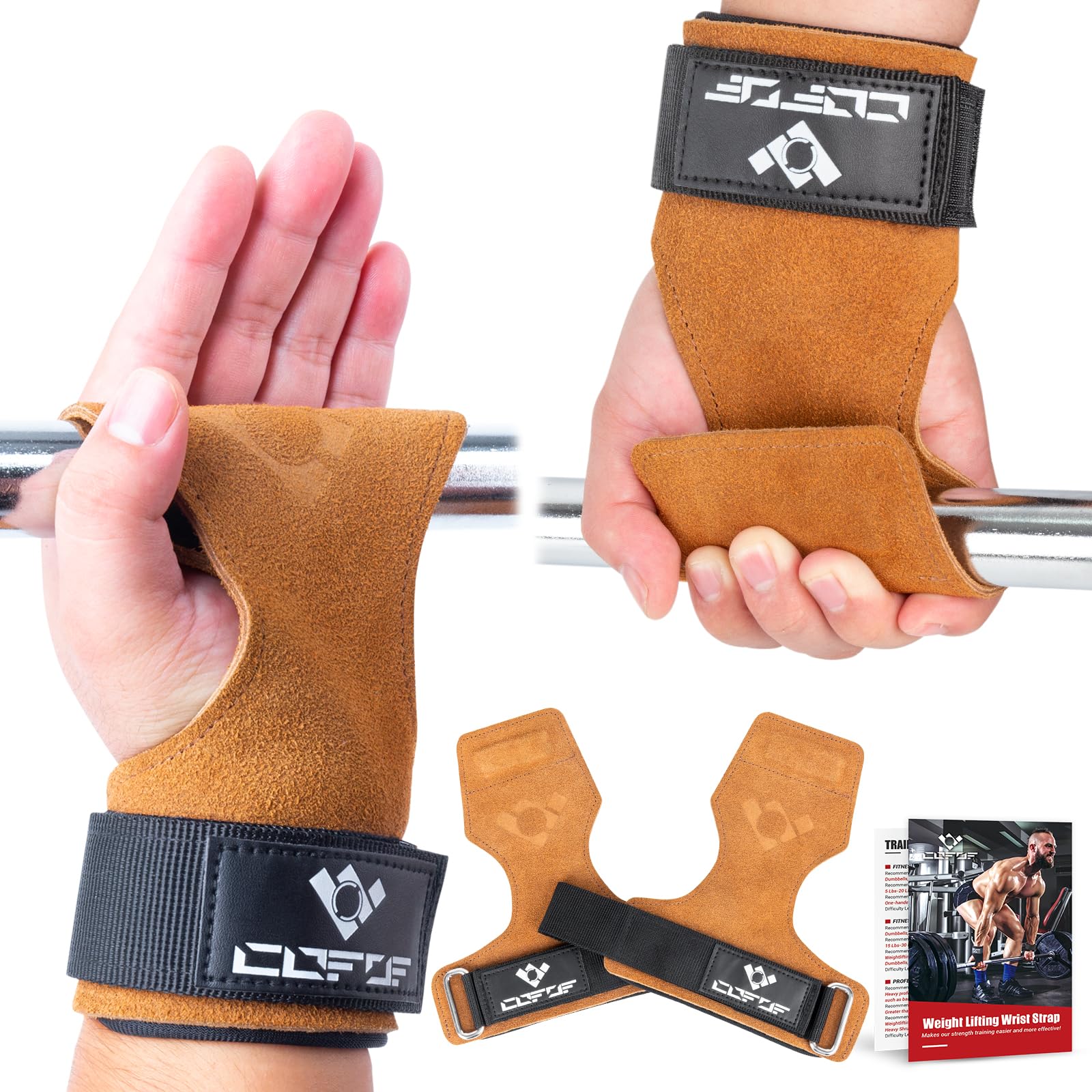Weight Lifting Wrist Strap, Double-Layer Leather for Deadlift Powerlifting
