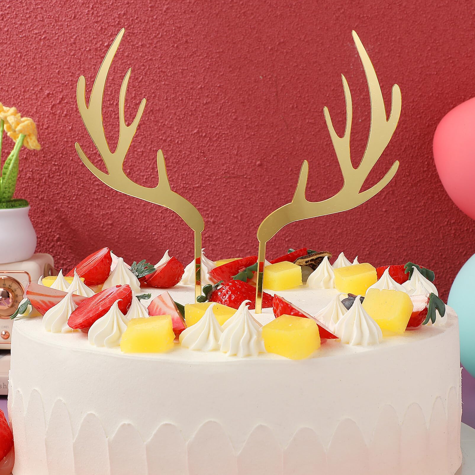 5 Sets Weihnachts-Rentier-Kuchen-Topper Mit Wimpern – Niedliche Elch-Deko Für Kuchen & Cupcakes