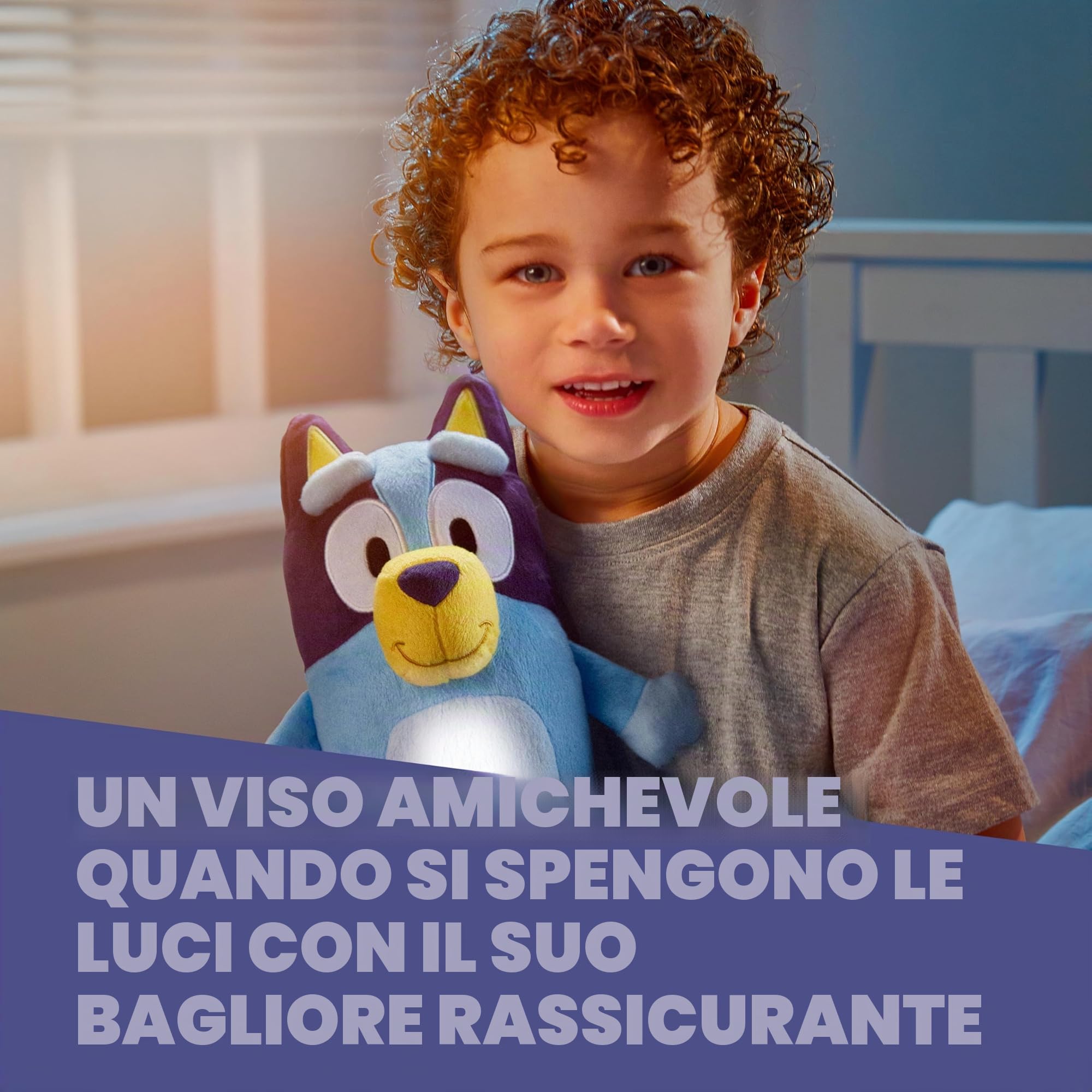 Bluey Goglow, amica per la nanna 2 in 1, peluche e luce notturna LED con spegnimento automatico dopo 10 minuti, multicolore, prodotto ufficiale Bluey, 14337.AF0.0000