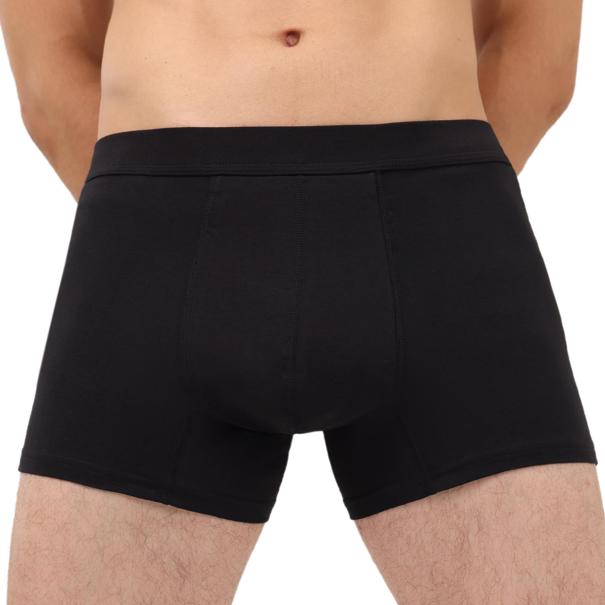 IRISMORII Urinary Incontinence Underwear for Men Washable Bladder Control Brief with 60 ML Absorbency Leak Proof Trunk (Black L)