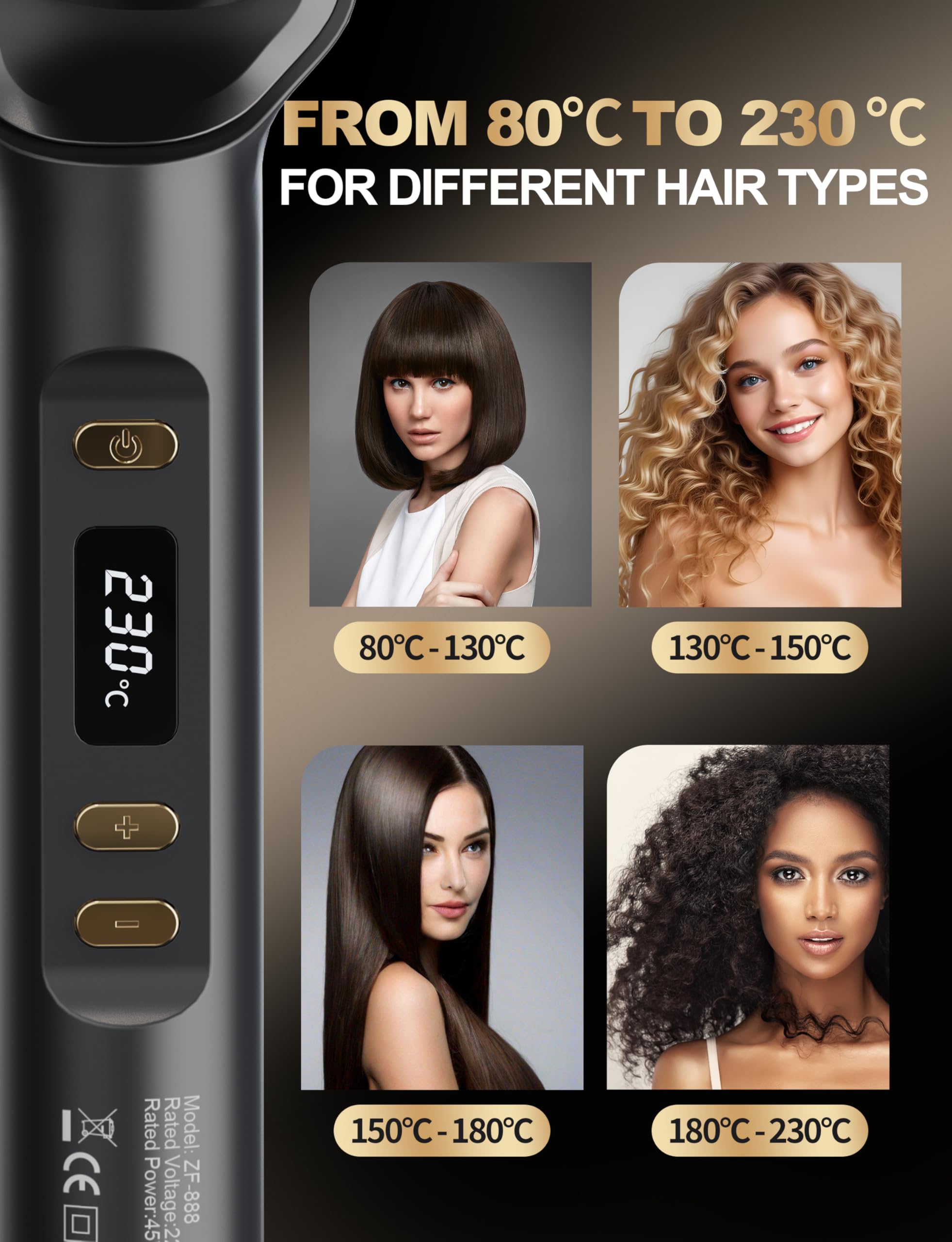 Hair Straightener Brush, Ceramic Hair Straighteners and Straightening Brush 2-in-1 for Women,PTC Ceramic Hot Anti-Scald - Image 4